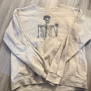 Skeleton Oversized Graphic Cream Sweater